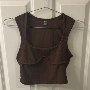 SHEIN Brown Bustier Crop Tank Top